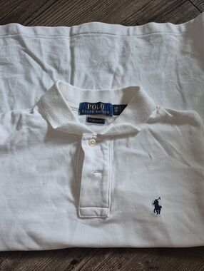 Ralph Lauren White Polo with Navy Logo